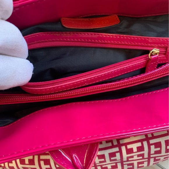 Tommy Hilfiger Signature Pink Logo Large Tote Handbag Women's - Picture 5 of 15